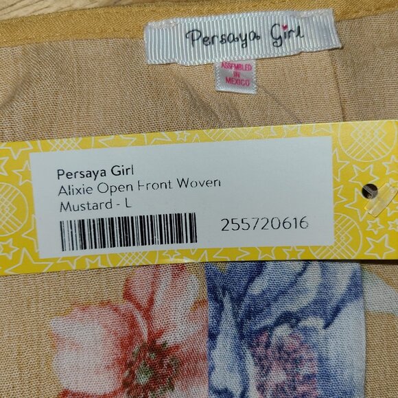 PERSAYA GIRL Yellow Woven Kimono Size L NEW - Picture 5 of 6